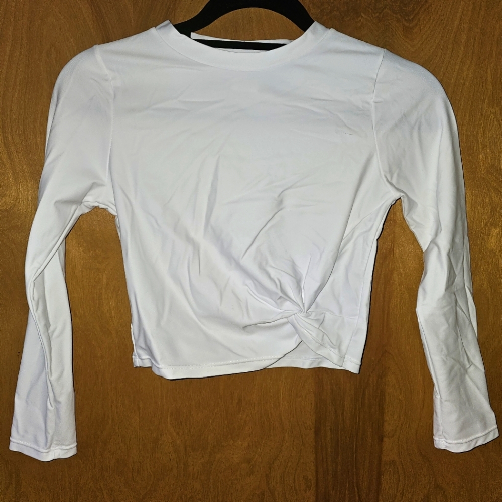 SNAPPERROCK Long Sleeve Rashguard Crop Top WHITE 13-14 Years Old
